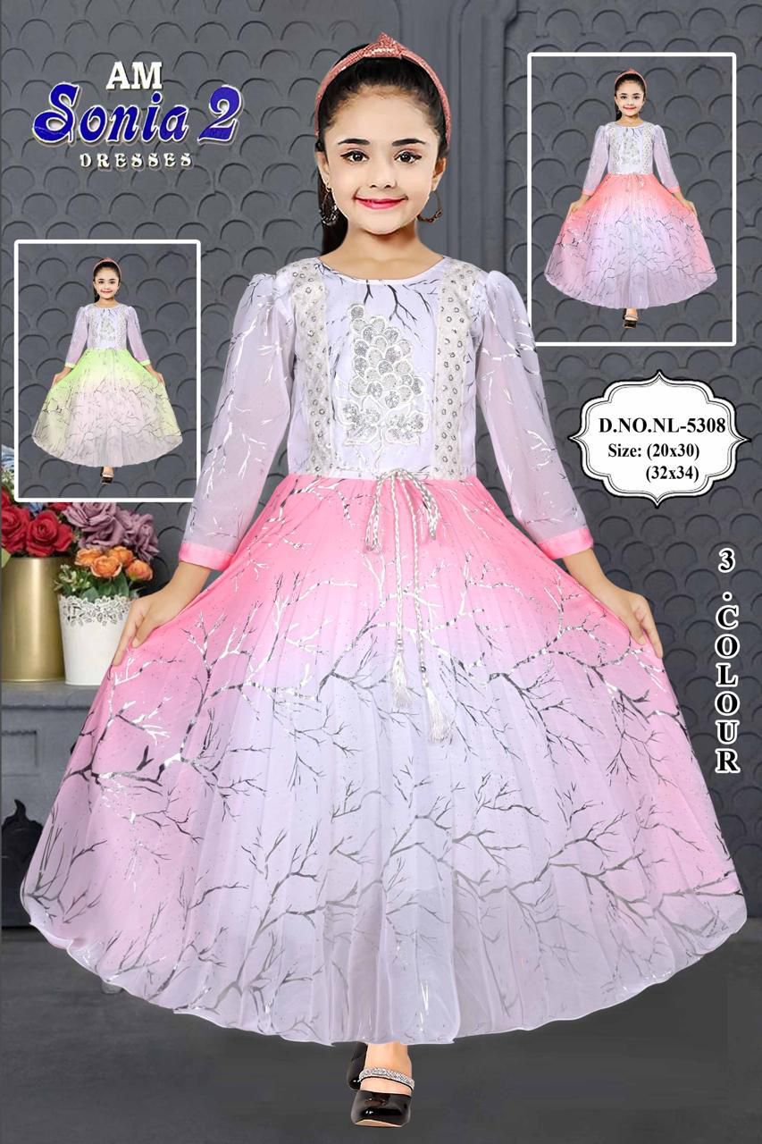Kid Girls Fancy Party Wear Gown Set of 6 Pieces